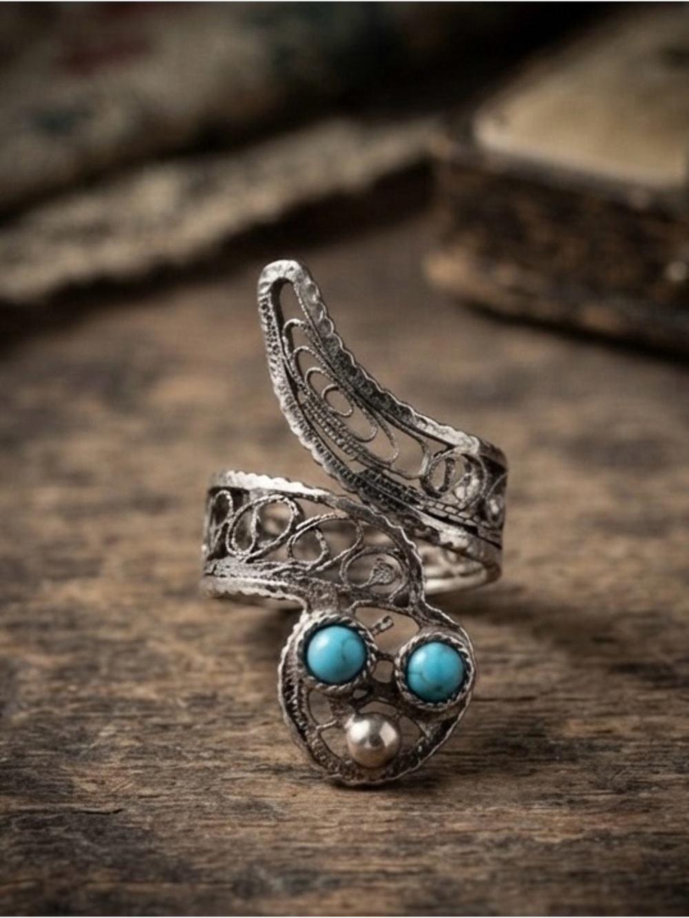 Vintage Filigree Serpent Bypass Ring